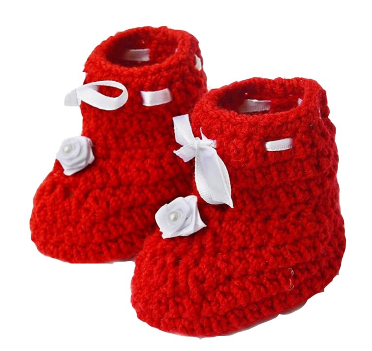 Baby Girls Woolen Shoes,Woolen Born Baby Booties Shoes for Boys and Girls (0-12 Month Kids)-image-17