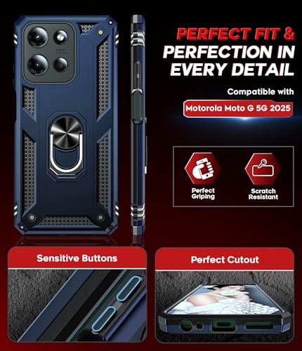 LeYi for Moto G-2025 Phone Case: with Screen Protector and Camera Lens Protector Accessories, Heavy Duty Funda para Moto G 2025 Case Teléfono Motorola G 5G 2025 128GB with Magnetic Ring Stand, Blue - image 7