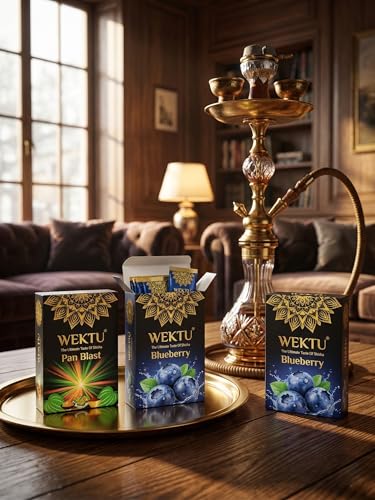 Image of WEKTU Premium Herbal Hookah Flavour, Pan Blast and Blueberry, No Tobacco, No Nicotine, Pure Plant Extracts