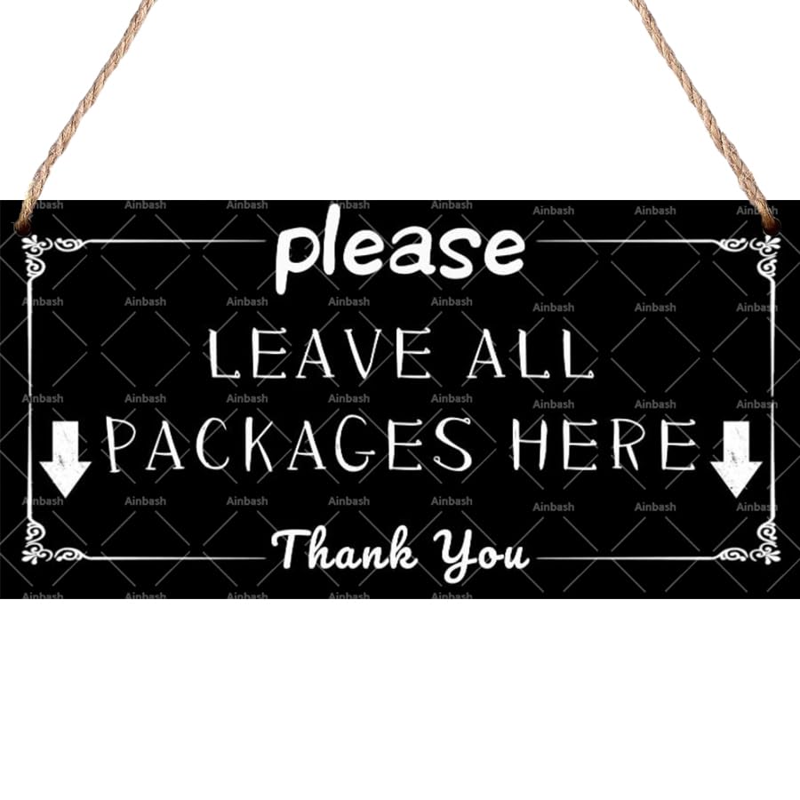 Panneau vintage en bois Leave All Packages Here de 15x30 cm pour colis
