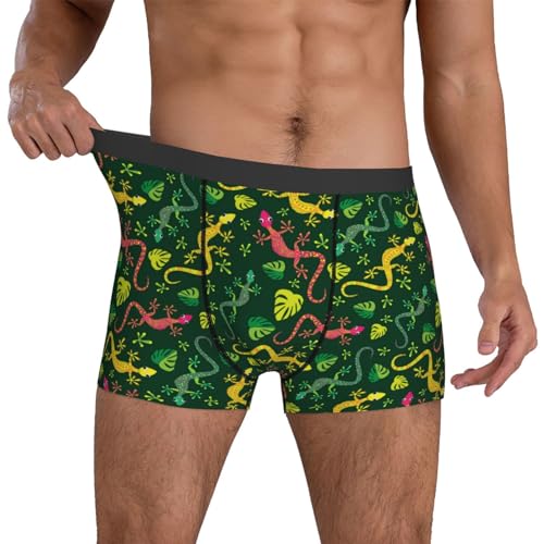 Mens Underwear Boxer Briefs - Yellow Pink Cute Lizard Breathable Men's Boxer Briefs with Flex Waistband4