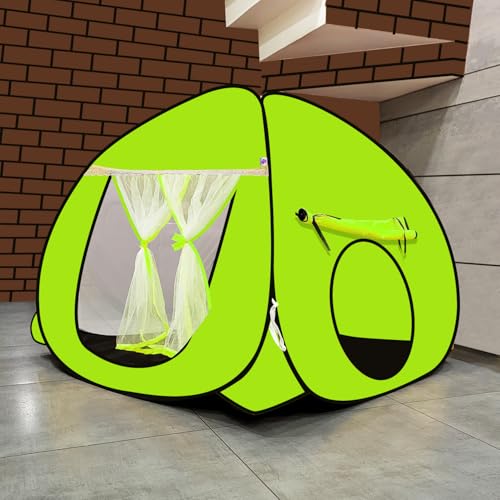 Image of SILVER SHINE Foldable Kids Play Tent House | Pop-Up Playhouse for Boys & Girls (Up to 10 Years) | Multi-Purpose Indoor & Outdoor Tent with Mosquito Net | Fun & Colorful Green Theme