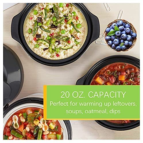 0.65-Qt Mini Round Slow Cooker, Fondue Melting Pot Warmer With Diswasher-Safe Stoneware Crock, Glass Lid, Stainless Steel And Black #TOP2