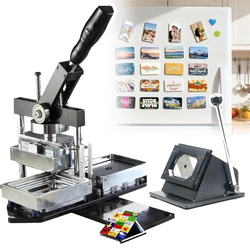 Premium Magnet Maker Machine Kit - 3x2 & 3.5x2.5 Inch, Complete with 100 Supplies & Professional Paper Cutter for DIY Photo Fridge Magnets, Ideal Craft Press Machine