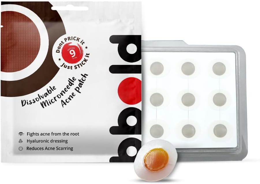 bbold Microneedle Pimple Patch with Salicylic Acid for Deep Acne & Painful Breakouts | Targets Under-the-Skin Pimples | Designed for Overnight Use | 9 Patches