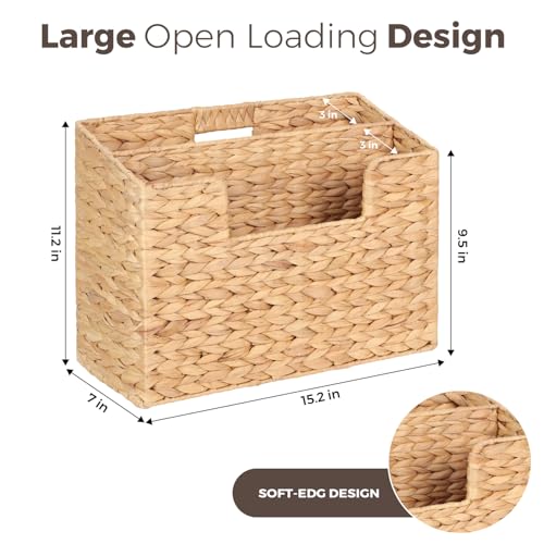 Handwoven Divided Water Hyacinth Wall Magazine Holder - Natural Hanging Organizer for Mail, Newspapers & Magazines, Books & Files - Divided Magazine Basket for Entryway, Living Room, Office - Image 4