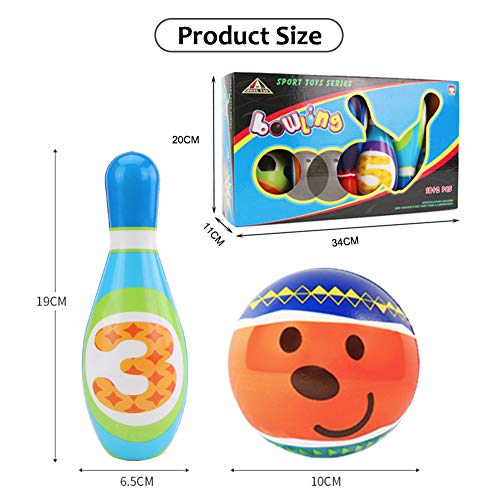 Sanlebi Kids Bowling Set with 10 Pins 2 Balls Indoor&Outdoor Bowling Games Ball Toys Early Development Gifts for Children Toddler Kids - Thumbnail 7