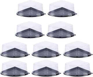 SOLUSTRE Plastic Container 50Pcs Cake Slices Boxes Plastic Triangle Cheesecake Carrying Boxes Pie Slices Containers Bakery Carrier Cake Holders with Clear Dome Lid Black Plastic Containers