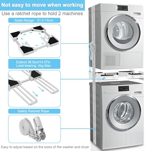 Image of Washer and Dryer Stacking Kit: Universal Stacking Kit with Pull-Out Drying Rack for Laundry Room - Fits Most 24 inch to 29 inch Washers & Dryers - Adjustable - Space-Saving Design