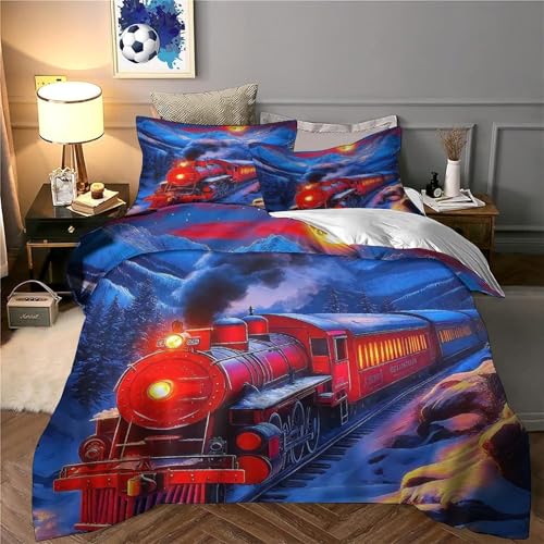 Housse de couette 3D train à vapeur de qualité supérieure en microfibre King Size - 5