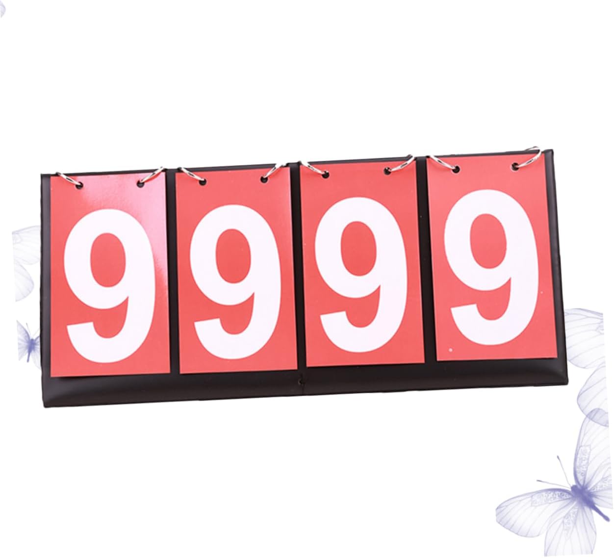Tabletop Scoreboard Flipper Four Digit Portable PVC Score Keeper | Numbers, Red Finish, Indoor and Outdoor Games, Table Tennis Volleyball Use