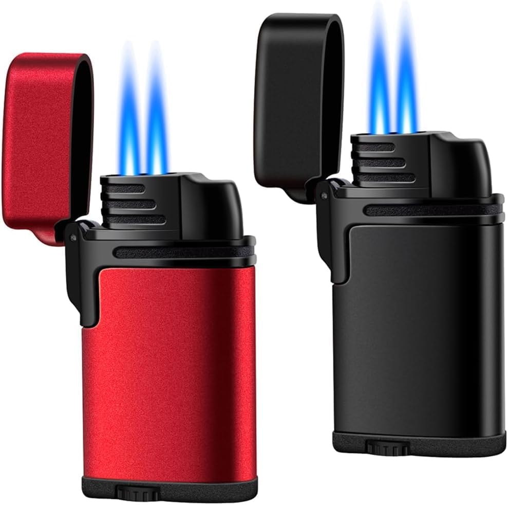 Amazon.de LcFun 2 Stück Feuerzeug Sturmfeuerzeug Jetflamme, 2 Flammen Jet Feuerzeug