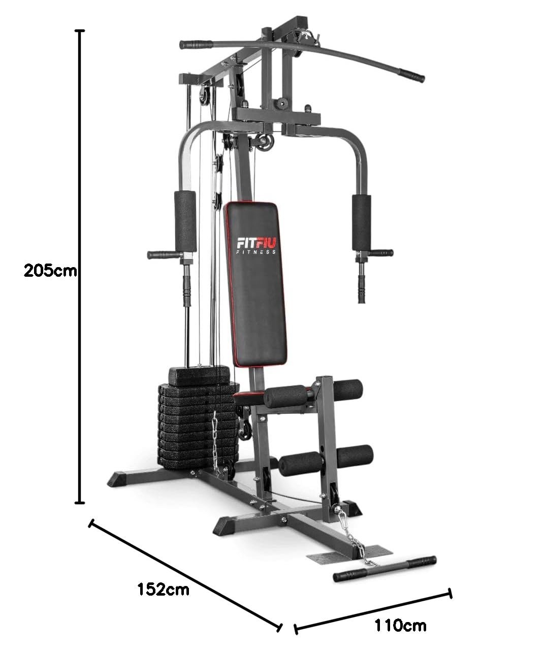 FITFIU Fitness GYM-100 Máquina multiestación musculación para casa, Pesas de 53 kg, Gimnasio Compacto para Entrenamiento Completo, Unisex Adulto
