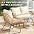 LEX CRAFT 4-Piece Wicker Outdoor Patio Furniture Set with Cushions & Tempered Glass Table, All-Weather Rattan Bistro Set with Loveseat Chairs Table Soft Cushions for Garden, Porch, Backyard (Beige)