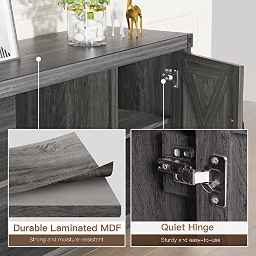 TV Console Cabinet for TVs up to 50 Inch W/Media Shelves, Farmhouse TV Stand Style Entertainment Center for Soundbar or Other Media, Barn Door TV Stand with Storage for Living Room Bedroom, APRTS03D - Thumbnail 6