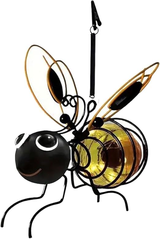 Solar Bee Lights Outdoor,Solar Hanging Insect Simulation Light, Outdoor Hanging Garden Lantern,for Patio Yard Pathway Backyard Balcony Porch Housewarming Gift (Yellow)