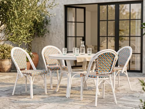 Image of PURPLE LEAF French Bistro Dining Chairs Set of 4, White Finish, Colorful