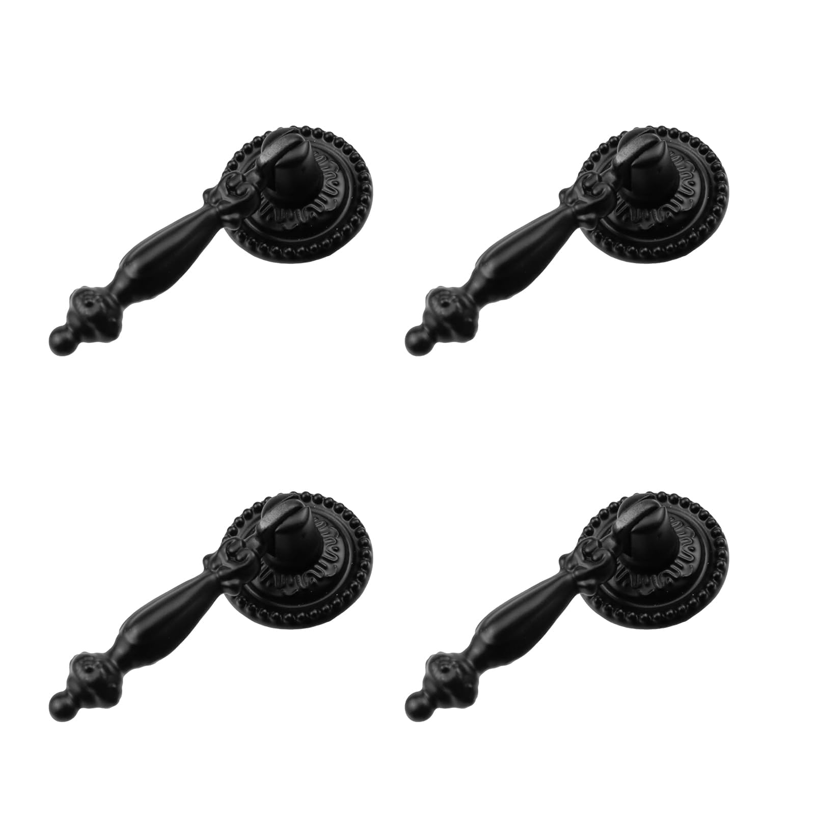 4Pcs Tear Drop Knobs Pulls Pendant Antique Decorative for Cabinet Drawer Closet Dresser Jewelry Box with Screws(Black, 65x28mm/2.6x1.1inch)