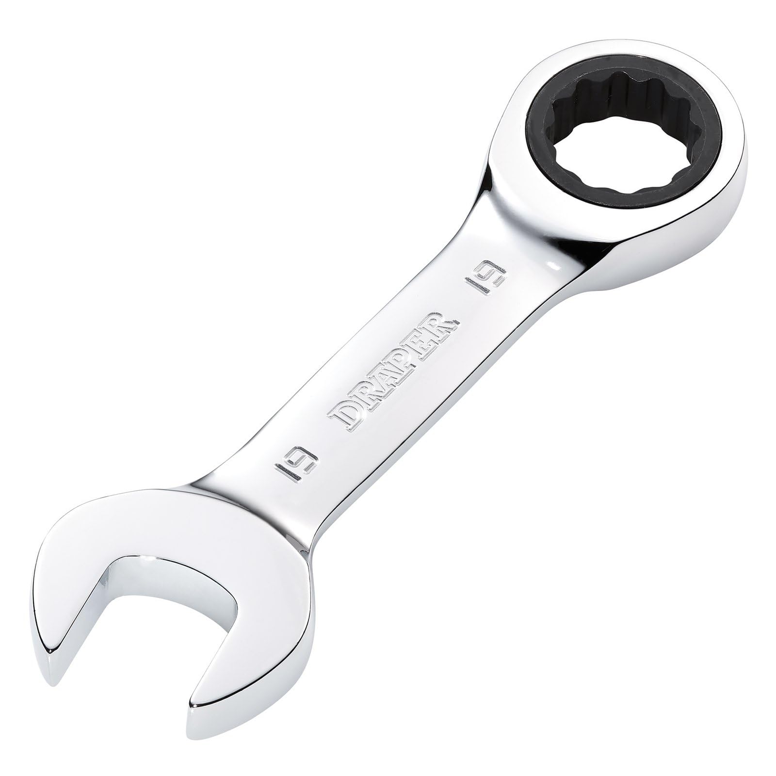 Draper 27930 HI-TORQ Metric Stubby Ratchet Combination Spanner, 19mm