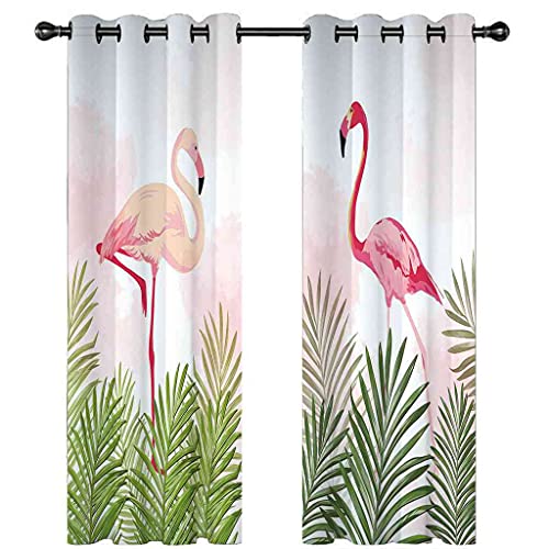 Rideaux occultants polyester 3D flamant rose isolant thermique