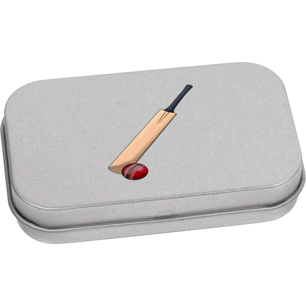Azeeda 80mm 'Cricket Bat & Ball' Metal Hinged Tin/Storage Box (TT00196034)