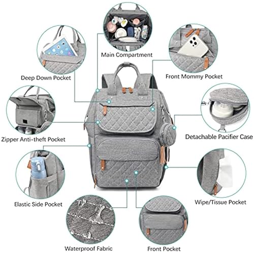 Image of House of Quirk Baby Diaper Bag Backpack for Mom & Dad, Waterproof Maternity Travel Bag with Pacifier Case