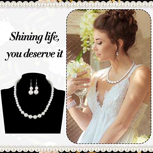 Bbto 8 Pcs Pearl Necklace Earrings Set For Women Girls, Includes Simulated Pearl Bracelet Faux Pearl Necklace Dangle Earrings (Delicate Style) #TOP28