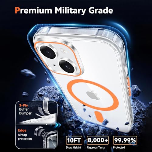 Image of KARWAN Crystal Clear Transparent Back Cover Case with Camera Protection,Compatible with iPhone 15, Anti Yellow Clear Shockproof Scratch Resistant Case with Magnetic MagEaze Wireless Charging