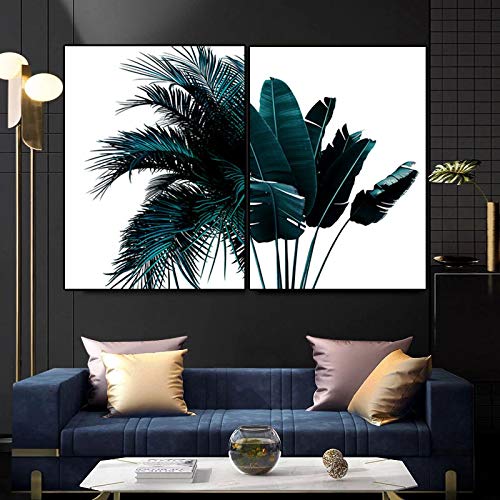 Peinture toile plante tropicale pour habiller un mur vide de salon