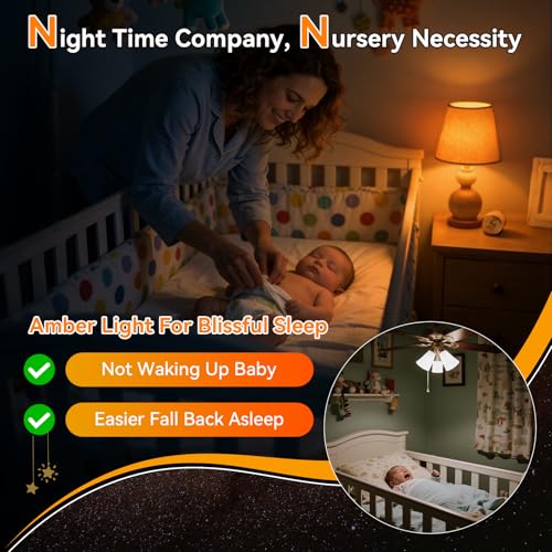Image of Neporal A15 Amber LED Light Bulb 1800K, True Blue Light Blocking Sleep Aid Bulb for Bedroom Nursery, 7W Replacement for 40W, Soft Warm Glow to Protect Melatonin, E26 Base (2, Amber)