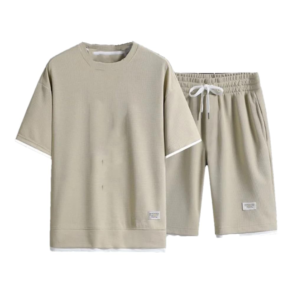 Moda Uomo Tute 2 Pezzi Tuta Sportiva Casual Camicia Pantaloncini Set Morbido Tuta Per Gli Uomini Set