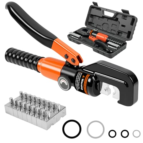Cupbunny Hydraulic Crimping Tool Kit, Hydraulic Crimping Tool Battery Cable Crimper Wire Crimping Tool For 12AWG-2/0 AWG Copper Aluminum Stainless Steel With 9 Dies