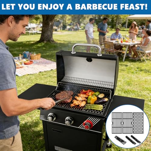 Image of SafBbcue Grill Replacement Parts for dyna-glo 3 Burner DGH373CRP-D DGF371CRP-D Grills, Cast Iron Grill Grates, Grill Parts Kit for Dyna-Glo Grill