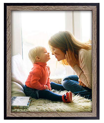 Golden State Art, 8x10 Picture Frame - Tall/Split Molding - Black/Grey Color