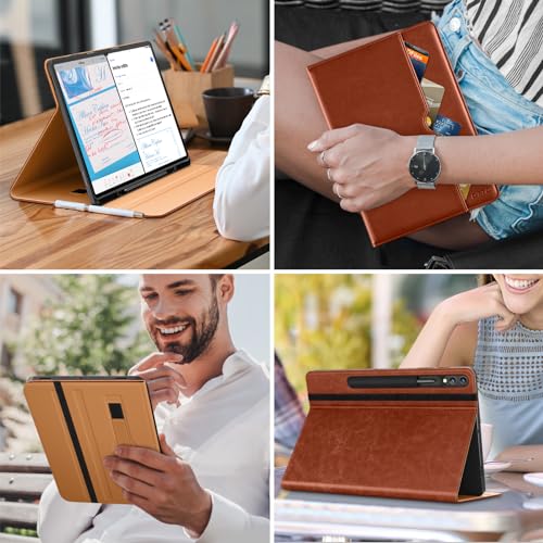 Image of DTTO for Samsung Galaxy Tab S9 Ultra 14.6 inch Case 2023, Premium Leather Business Folio Stand Cover with S Pen Holder for Galaxy Tablet S9 Ultra 14.6'' 2023 Model [SM-X910 /X916B /X918U], Brown