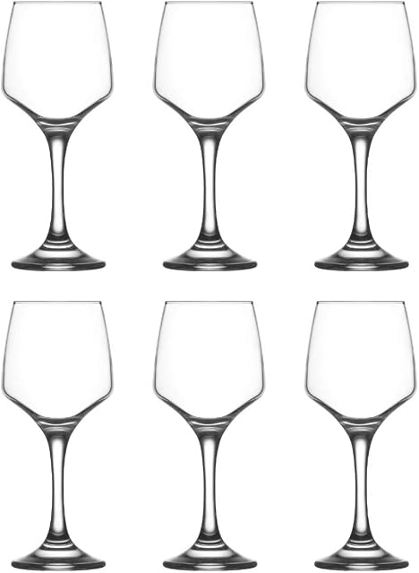 Lav LAL White Wine Glasses Contemporary Drinking Glass Set, 295 ml - Pack of 6