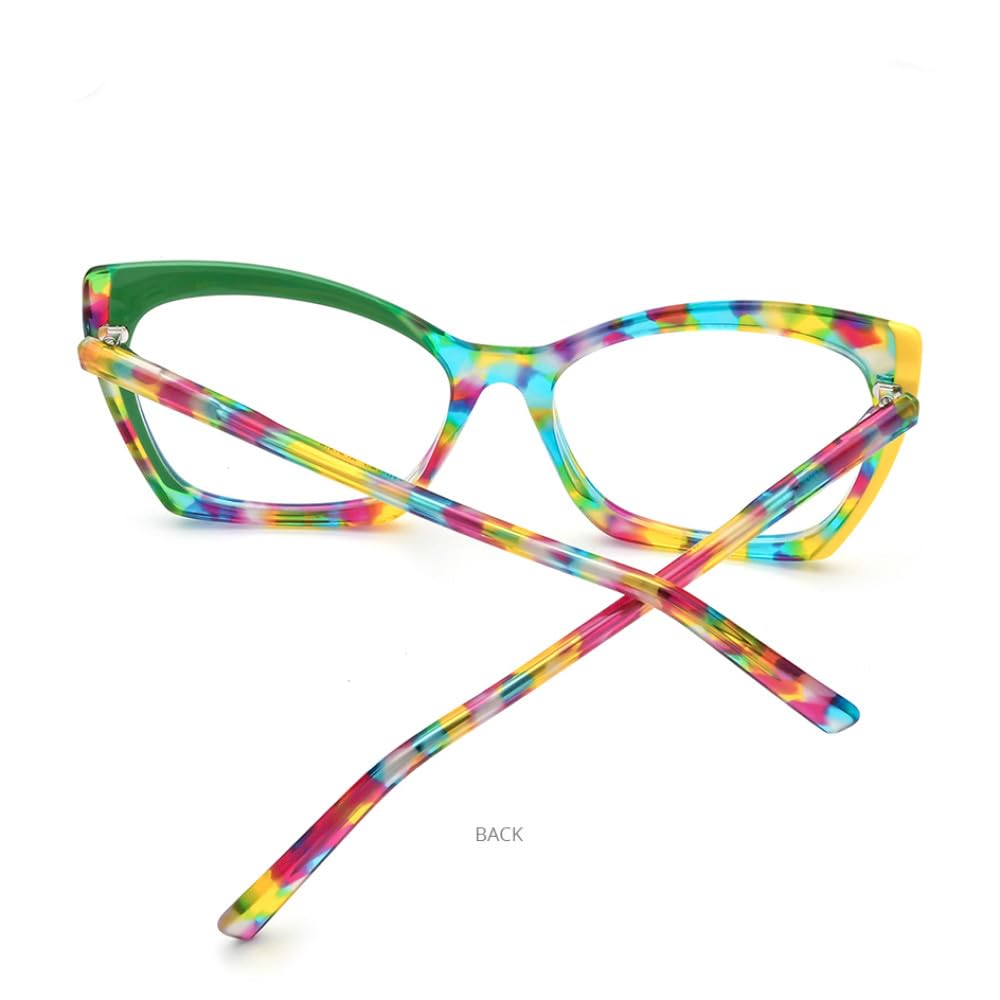 MUTYNE Mehrfarbige Acetat-Brillengestelle für Damen, trendige Cat-Eye-Brillen, Brillen
