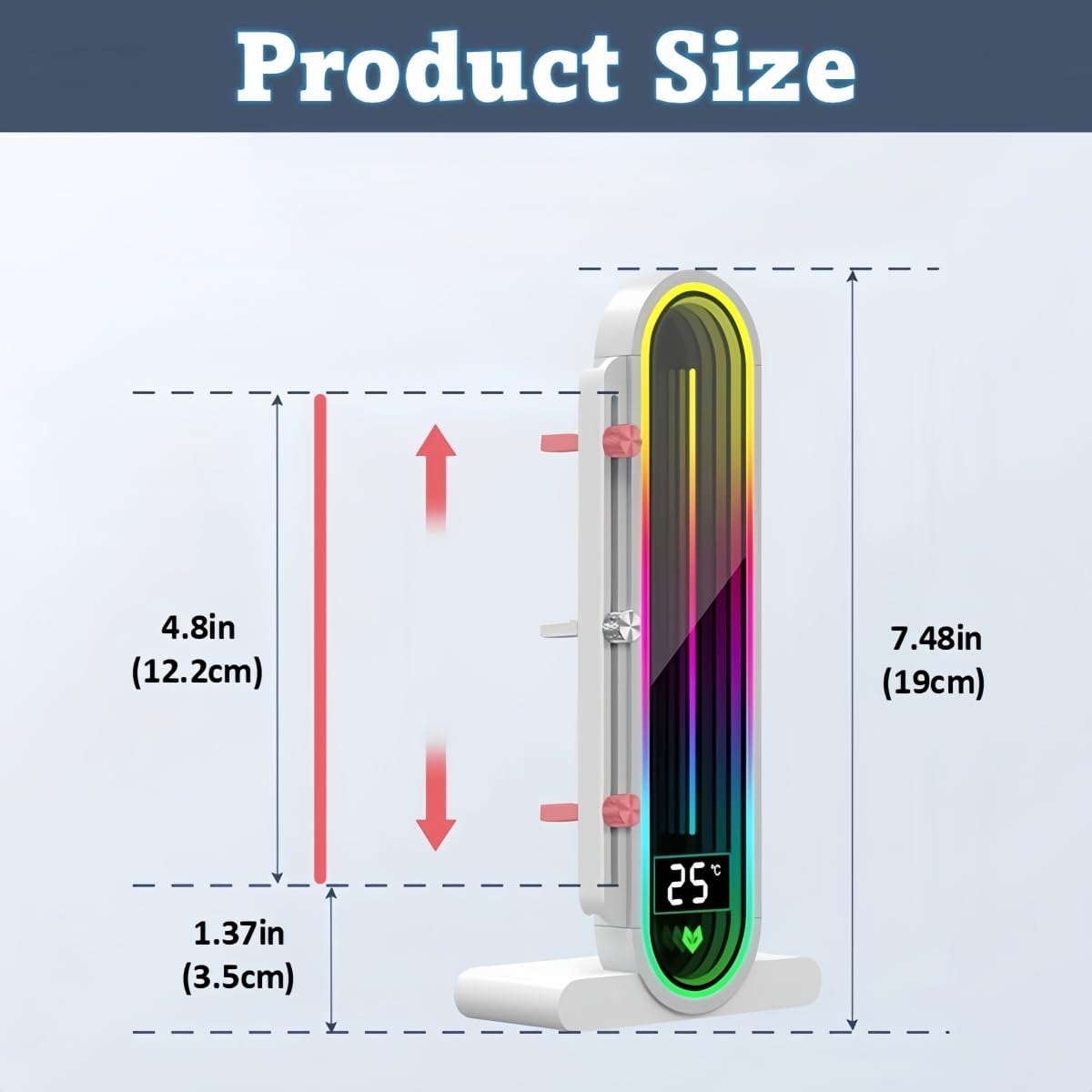 KLLsmDesign Height Adjustable RGB GPU Support with Integrated Temperature Display, 3PIN 5V PC Graphics Card Stand Holder, Anti Sag Bracket & Magnetic Base