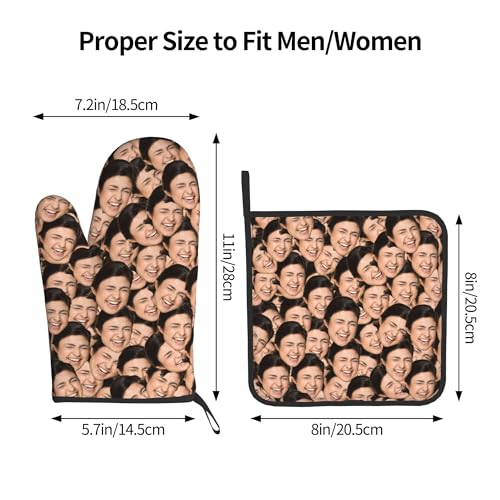 Personalized Oven Mitts, Custom Oven Mitts and Pot Holders with Your Face for Unique Baking,Kitchen Cooking as Christmas, Thanksgiving Gift