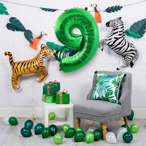 Image of Number Balloons Green Party Balloon - Giant Number 9 Balloon, 40 Inch Large Balloon for St. Patrick's Day Games Theme Birthday Decoration, Girls Boys Party Supplies