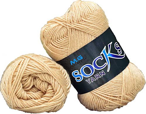 Image of M.G ENTERPRISE Premium Socks high Strength Nylon Yarn Suitable for Socks, Accessories, and Home Decor. 300 gm Light Skin, Suitable for Both Crocheting & Knitting. CSA