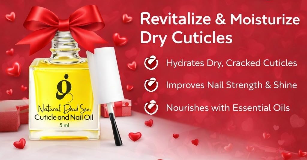Dead Sea Cuticle & Nail Oil 5ML | Strengthens & Moisturizes Dry & Cracked Cuticles | With Almond, Olive, Argan, Jojoba & Castor Oils, Vitamin E | Nail Repair & Conditioning Oil