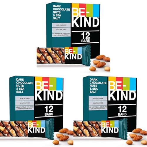 Be-Kind Barrita de proteínas de almendras, caramelo y sal marina, 12x40g (Paquete de 3)