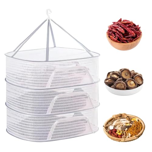 3 capas red de secado suspendida, 40 x 60 cm, plegable, red de secado, secadora de hierbas para...