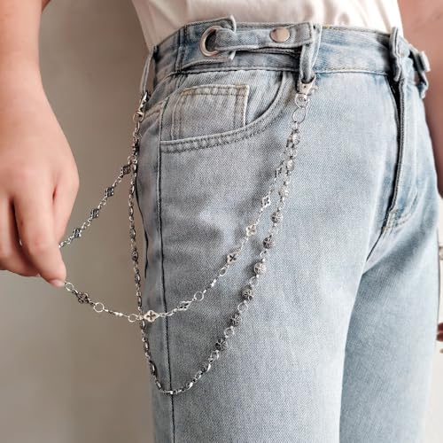 Gothic Tree of Life & Cross Pants Chain - Double-Layer Punk Hip Hop Waist Keychain Accessory for Jeans, Wallets, and Streetwear Women Men
