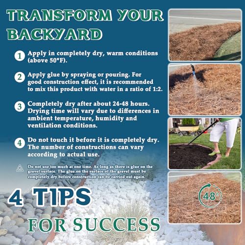 Image of Mulch Gravel Glue for Landscaping 35 Oz - Fast-Drying Rock Pea Glue, Waterproof Gravel Binder, Clear Adhesive for Rocks, Mulch, Pebbles, Rubber Outdoor Landscaping, Non-Toxic and Pet-Friendly