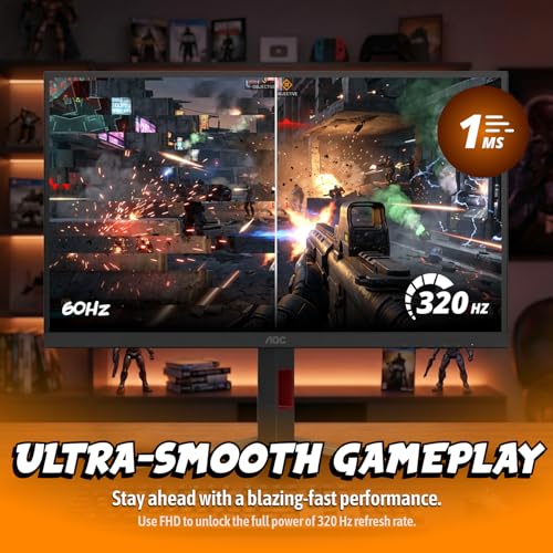 Image of AOC 27 inch Gaming Monitor 4K Mini-LED Dual Mode 320Hz G-SYNC Compat. U27G4XM | 3840x2160 Computer Monitor, 1ms GtG, 4K 160Hz / FHD 320Hz, HDR1000, USB 3.2, HDMI 2.1, Height Adjustable Stand, VESA Mount