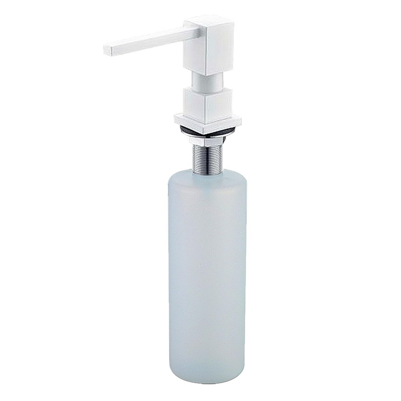 Dispensador de jabón de cocina para encimera con bomba de latón y botella blanca de 10 oz