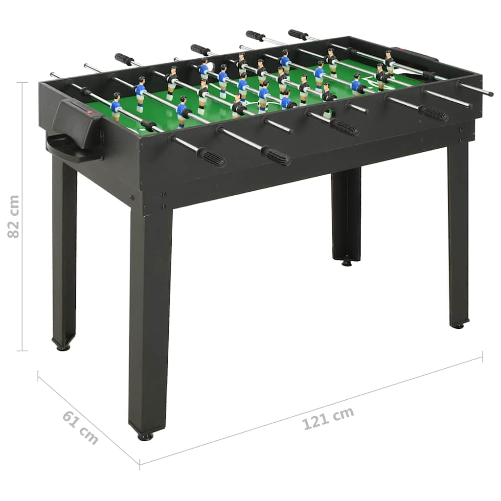 Stół wielofunkcyjny 15 w 1, czarny, płyta MDF, 121 x 61 x 82 cm, z akcesoriami dla dzieci i dorosłych, do wnętrz, pokoju zabaw, salonu, fitnessu