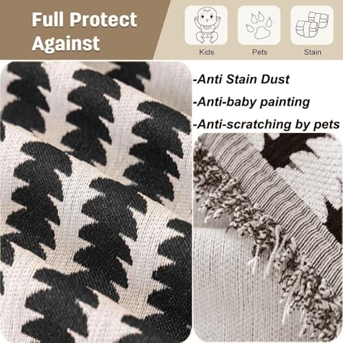 Image of The Furnishing Tree Reversible Double Sided Chenille Throw Sofa Cover, Anti-Slip Couch Cover, Comfy Sofa Towel for All Seasons, 1 Seater, Black